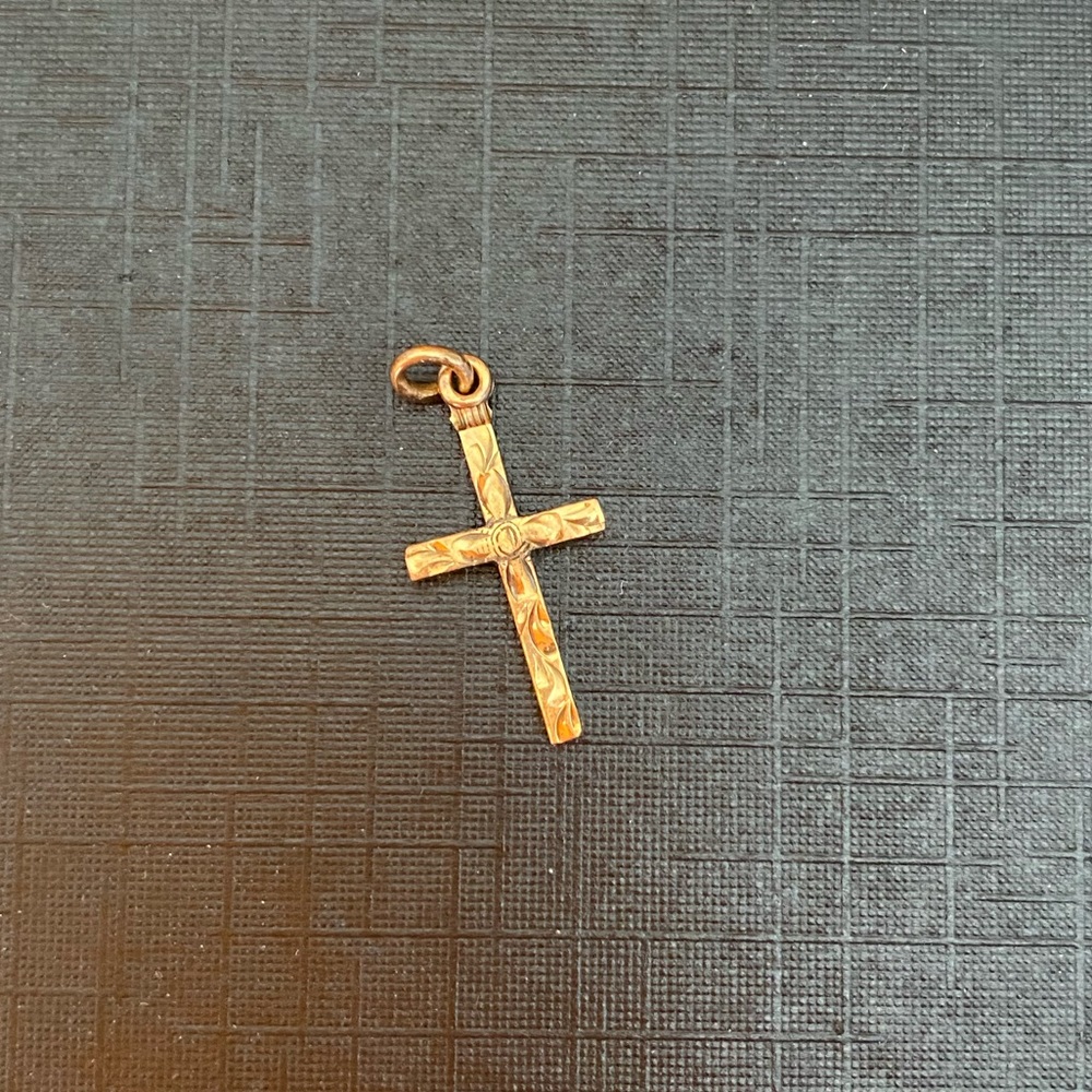 Solid 10K 1940’s Cross Pendant